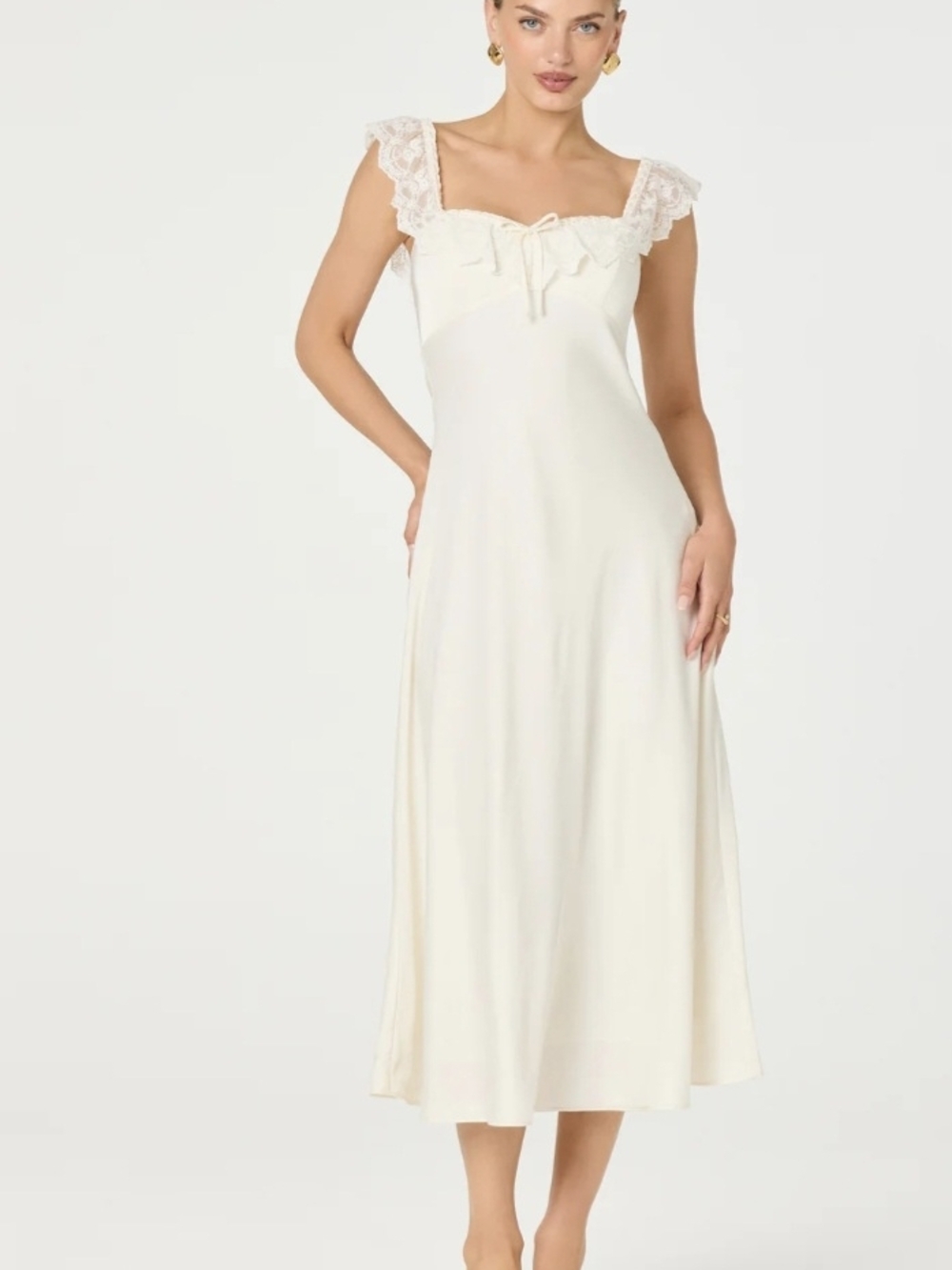 Astr Makiya Lace Strap Empire Waist Midi S $178